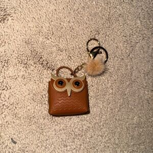 Brown Owl Keychain with Gold Accents